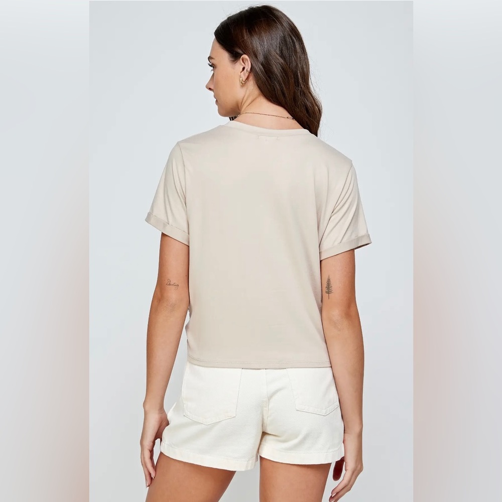 Soft & Lovely Twisted Knot T-Shirt | Oat | - Picture 2 of 3